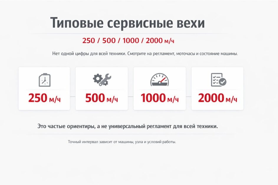 Типовые сервисные вехи 250, 500, 1000 и 2000 моточасов для спецтехники